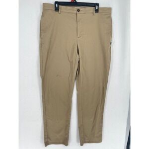 Dennis Chino Pants Mens Khaki Flat Front Stretch 36x32 Style 078500 Tan